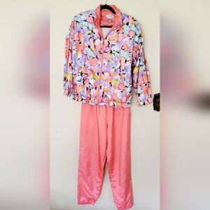Lavon Women's Track Suit Size Medium Vintage Golden Girls Orange Windbreaker